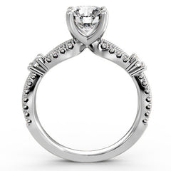 Round Moissanite Antique Split Shank Engagement Ring