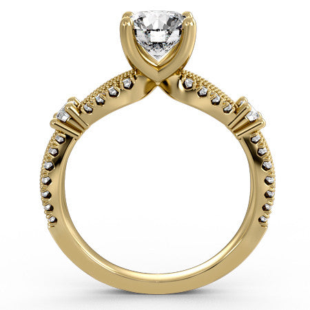 Round Moissanite Antique Split Shank Engagement Ring