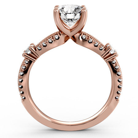 Round Moissanite Antique Split Shank Engagement Ring