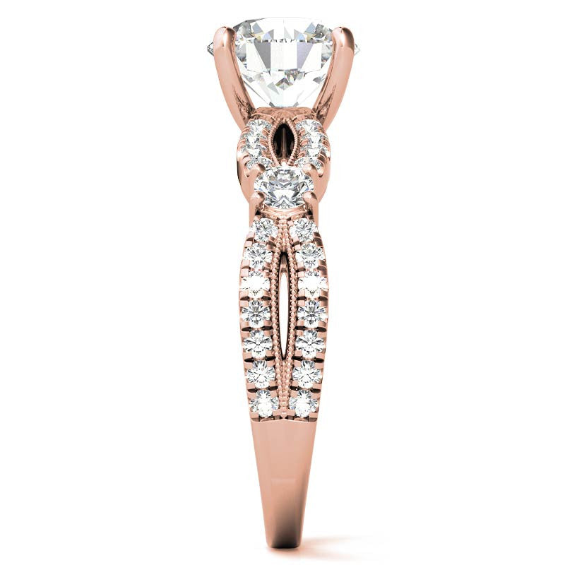 Round Moissanite Antique Split Shank Engagement Ring