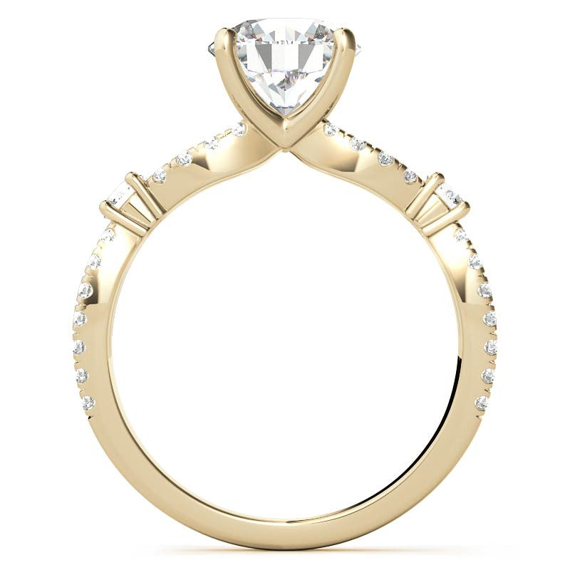 Round Moissanite Antique Split Shank Engagement Ring