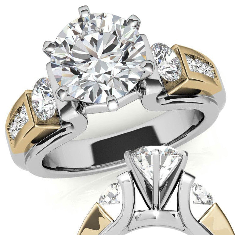 Round Brilliant Moissanite Engagement Ring Setting 0.86ct