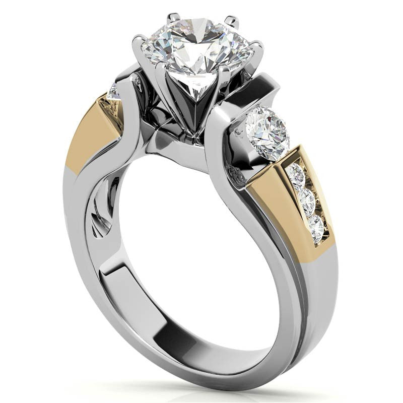 Round Brilliant Moissanite Engagement Ring Setting 0.86ct