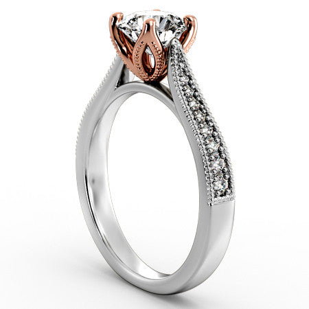Tapered Milgrain Engagement Ring