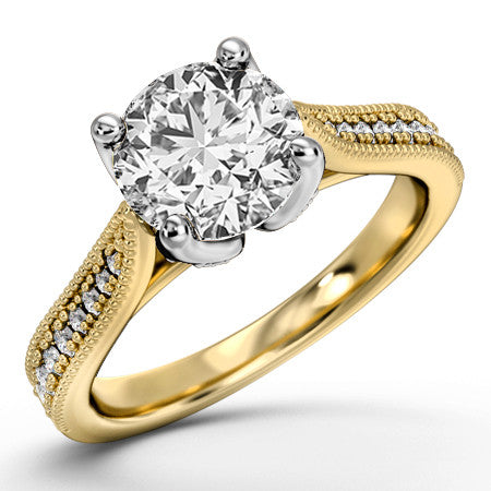 Tapered Milgrain Engagement Ring