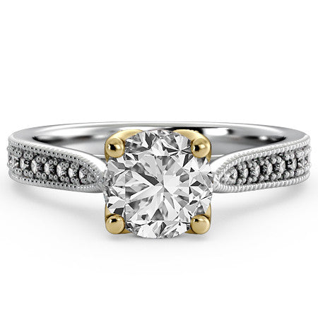 Tapered Milgrain Engagement Ring