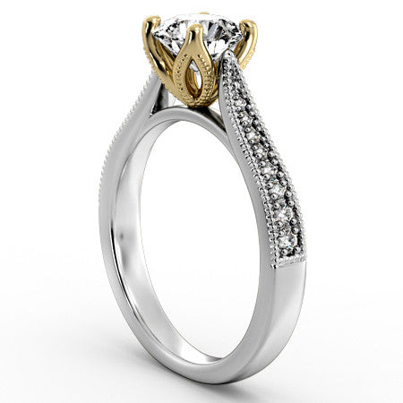 Tapered Milgrain Engagement Ring