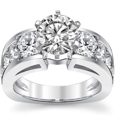 Round Brilliant Moissanite Engagement Ring Setting 2.4ct