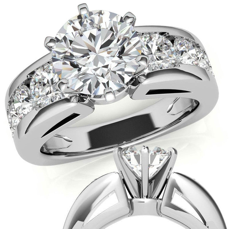 Round Brilliant Moissanite Engagement Ring Setting 2.4ct