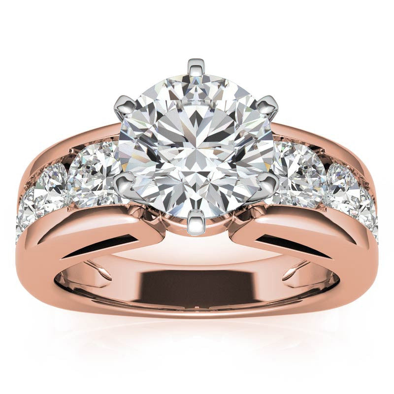 Round Brilliant Moissanite Engagement Ring Setting 2.4ct