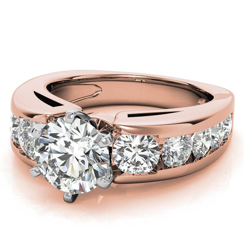 Round Brilliant Moissanite Engagement Ring Setting 2.4ct