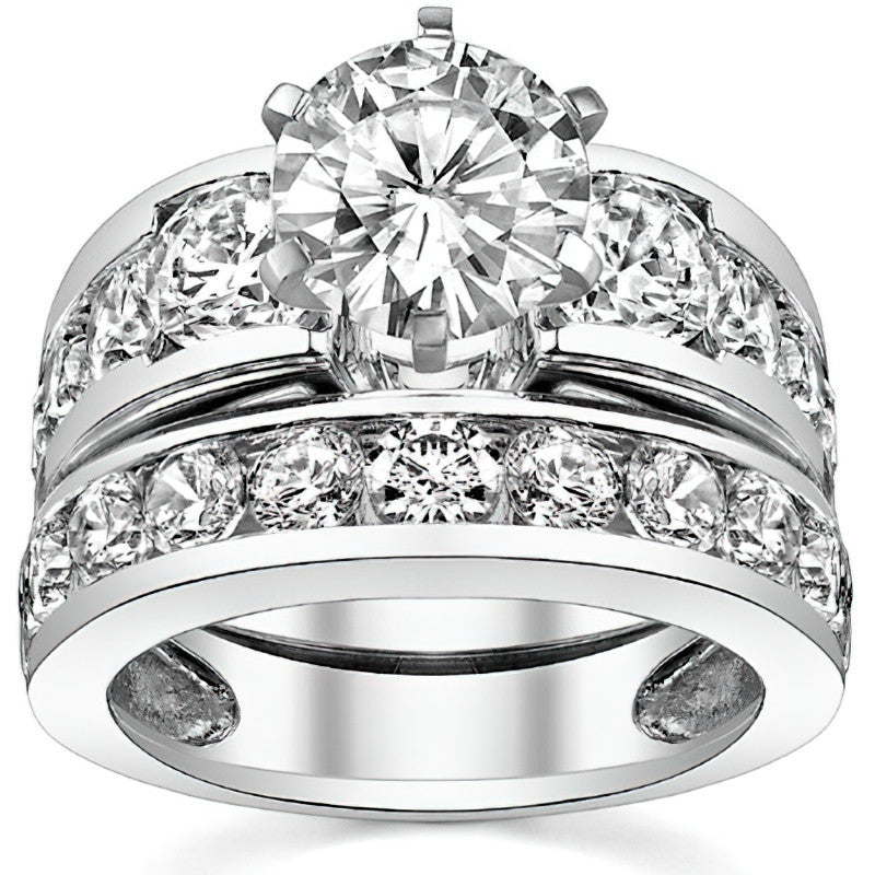 Round Brilliant Moissanite Engagement Ring Setting 2.4ct