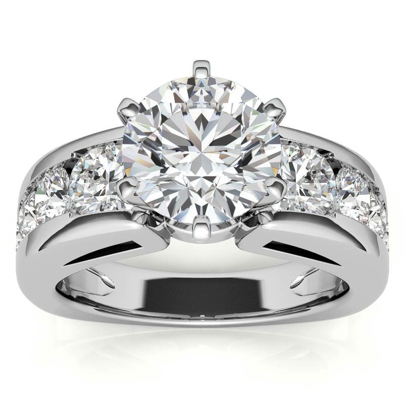 Round Brilliant Moissanite Engagement Ring Setting 2.4ct