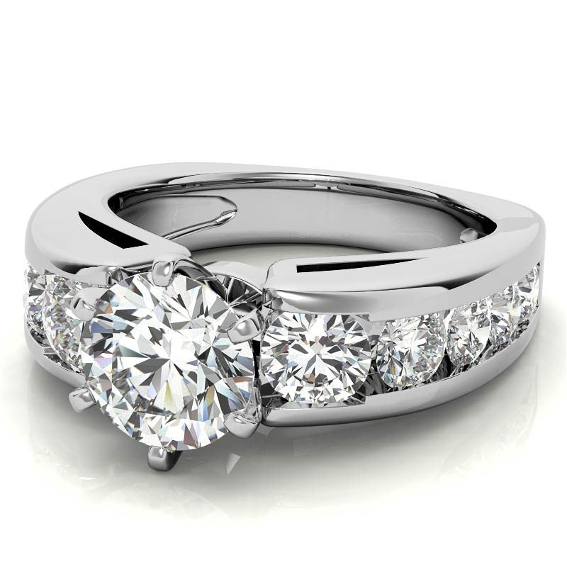 Round Brilliant Moissanite Engagement Ring Setting 2.4ct