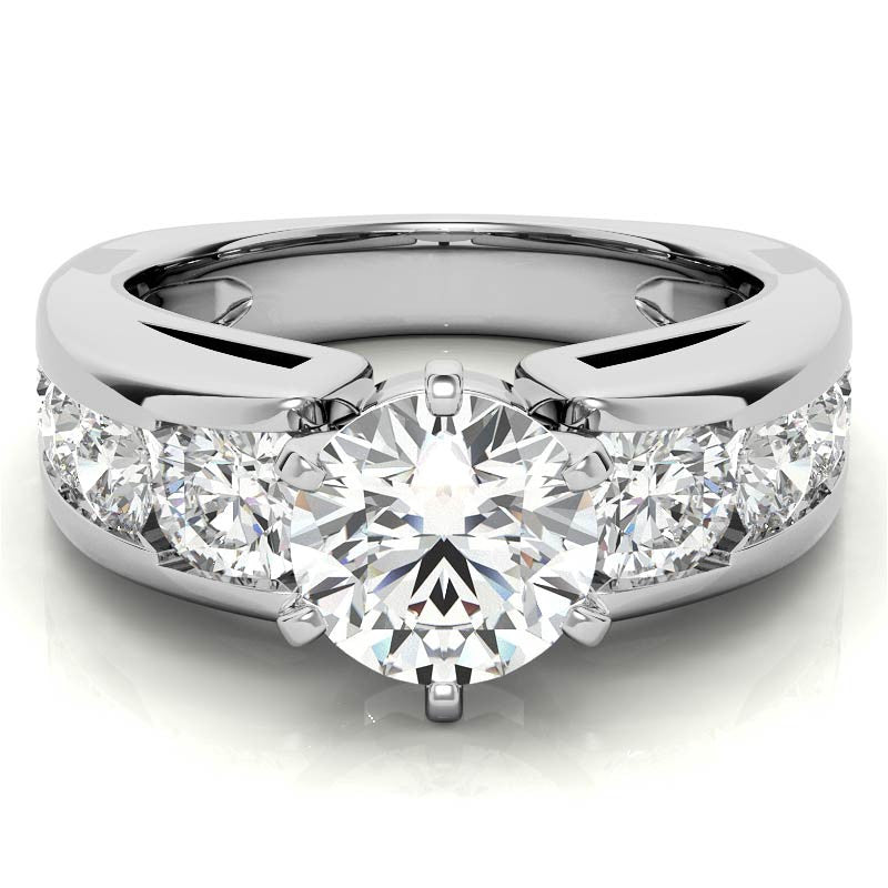 Round Brilliant Moissanite Engagement Ring Setting 2.4ct