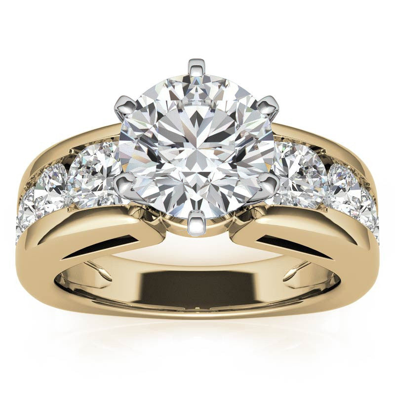 Round Brilliant Moissanite Engagement Ring Setting 2.4ct