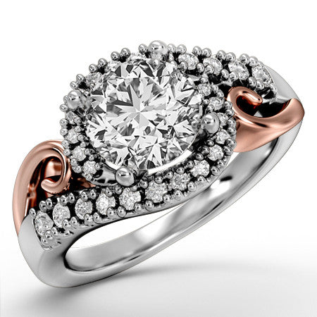 Modern Bypass Engagement Ring with Scroll Accents
