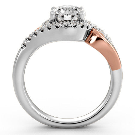 Modern Bypass Engagement Ring with Scroll Accents