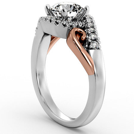 Modern Bypass Engagement Ring with Scroll Accents