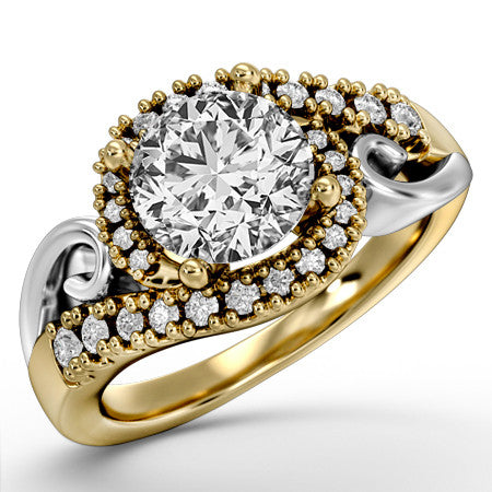 Modern Bypass Engagement Ring with Scroll Accents
