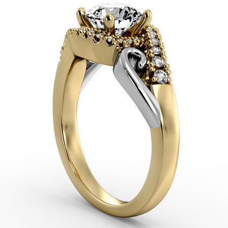 Modern Bypass Engagement Ring with Scroll Accents