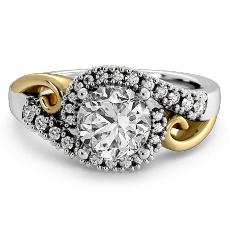 Modern Bypass Engagement Ring with Scroll Accents