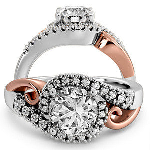 Modern Bypass Engagement Ring with Scroll Accents