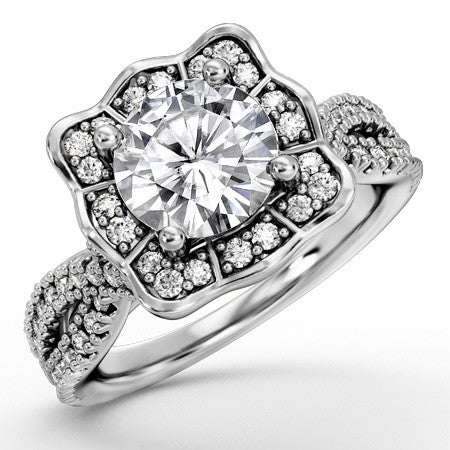 Floral-Inspired Moissanite Halo Engagement Ring