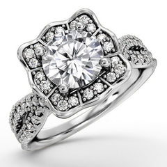 Floral-Inspired Moissanite Halo Engagement Ring