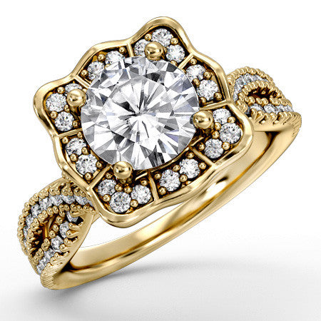 Floral-Inspired Moissanite Halo Engagement Ring