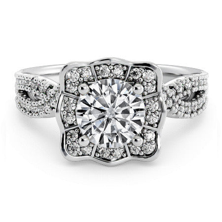 Floral-Inspired Moissanite Halo Engagement Ring