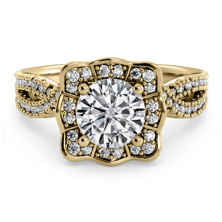 Floral-Inspired Moissanite Halo Engagement Ring