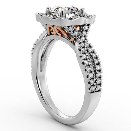 Floral-Inspired Moissanite Halo Engagement Ring