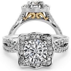 Floral-Inspired Moissanite Halo Engagement Ring