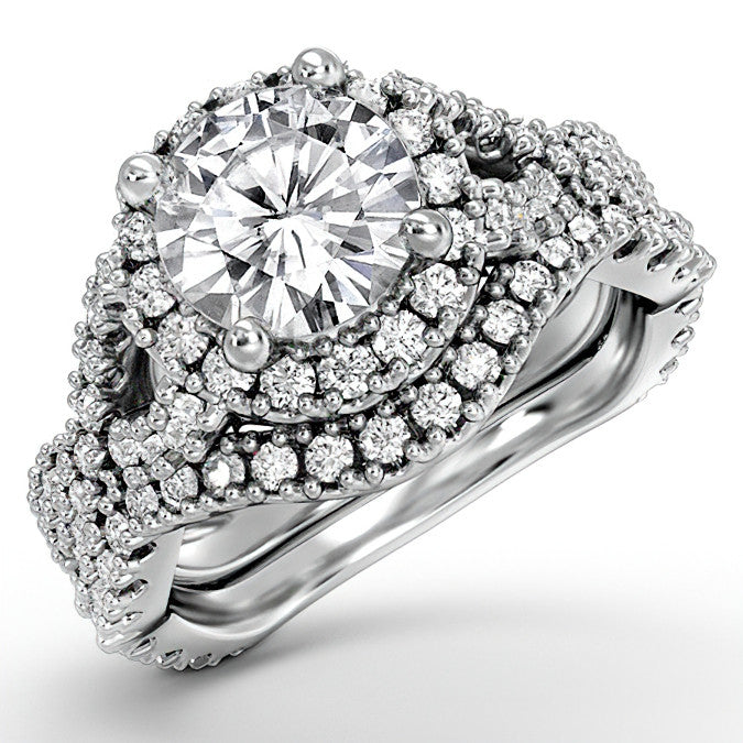 Split Shank Halo Engagement Ring