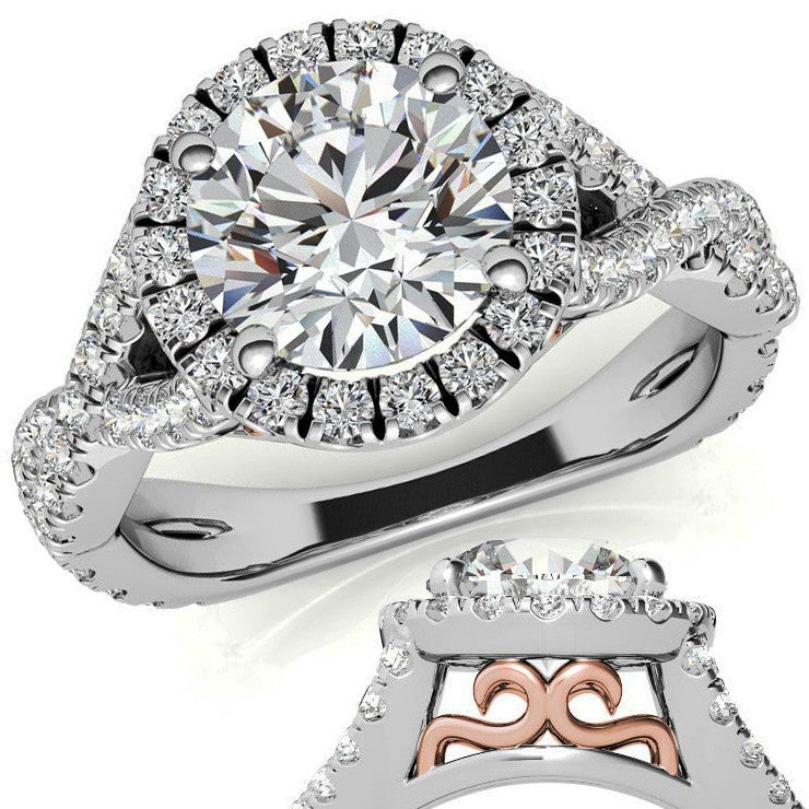 Split Shank Halo Engagement Ring