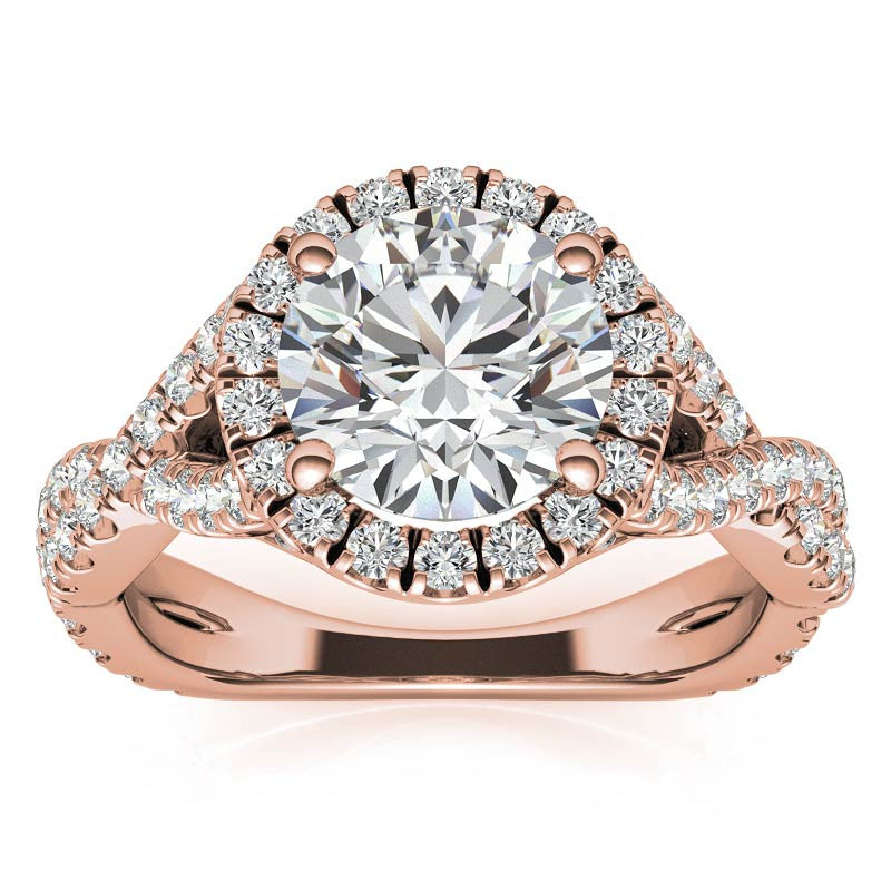 Split Shank Halo Engagement Ring