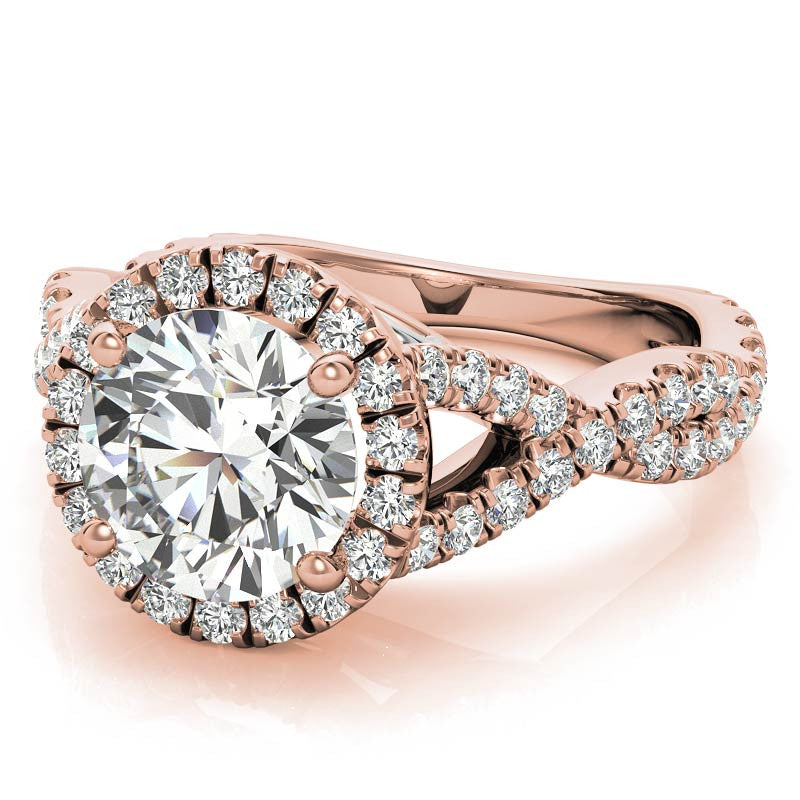 Split Shank Halo Engagement Ring