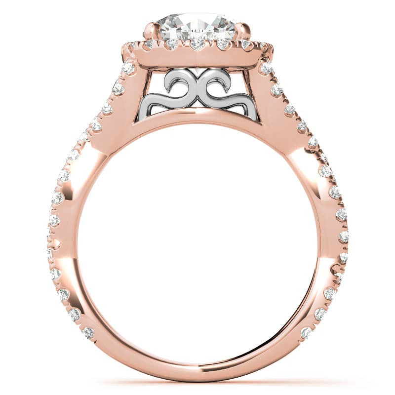 Split Shank Halo Engagement Ring