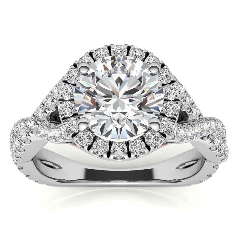 Split Shank Halo Engagement Ring