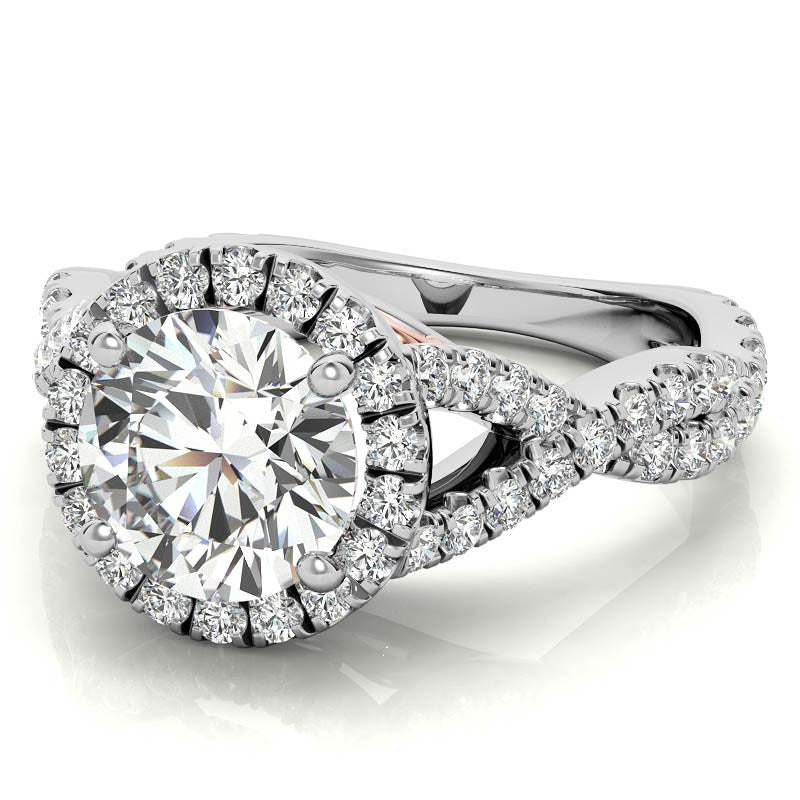 Split Shank Halo Engagement Ring