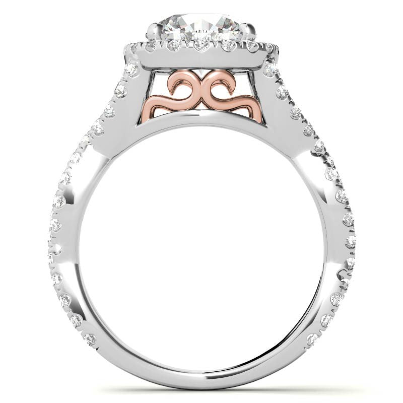 Split Shank Halo Engagement Ring