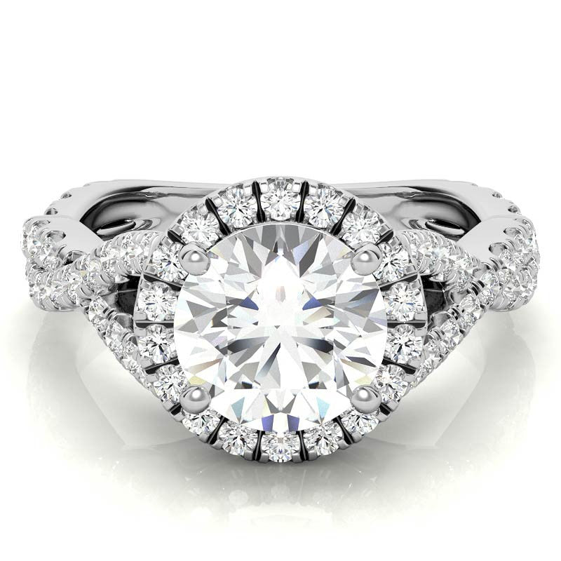 Split Shank Halo Engagement Ring