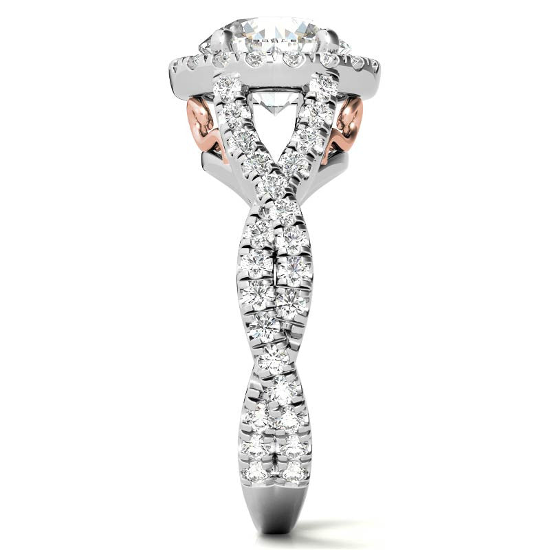 Split Shank Halo Engagement Ring
