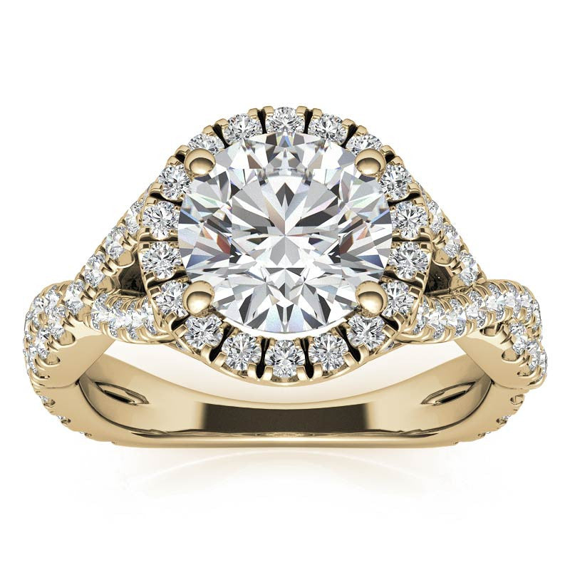 Split Shank Halo Engagement Ring