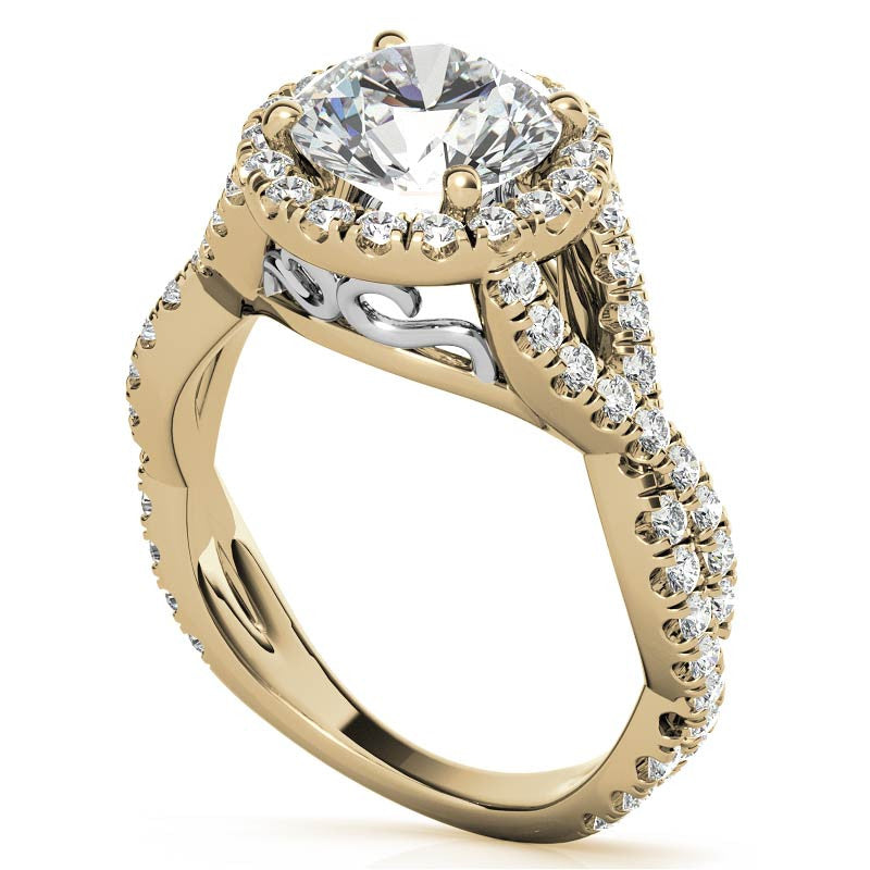 Split Shank Halo Engagement Ring