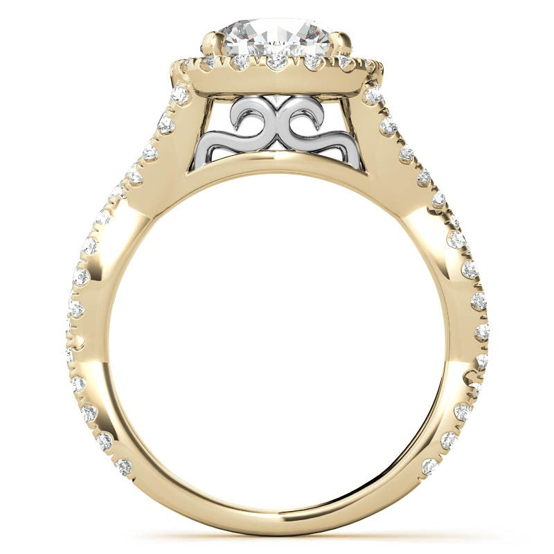 Split Shank Halo Engagement Ring