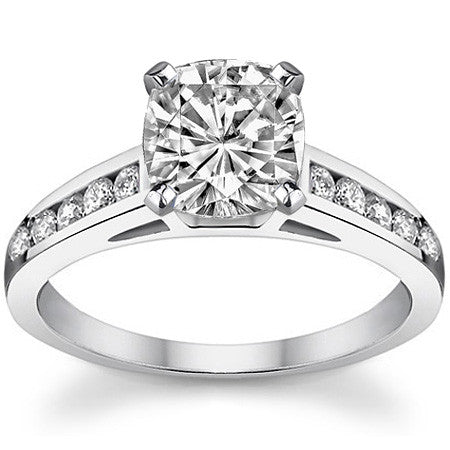 Round Brilliant Moissanite Channel Engagement Ring 0.25ct