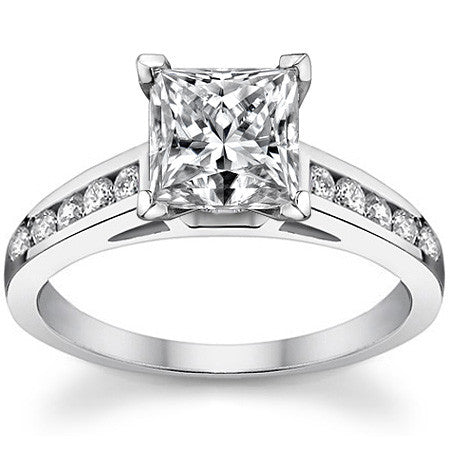 Round Brilliant Moissanite Channel Engagement Ring 0.25ct