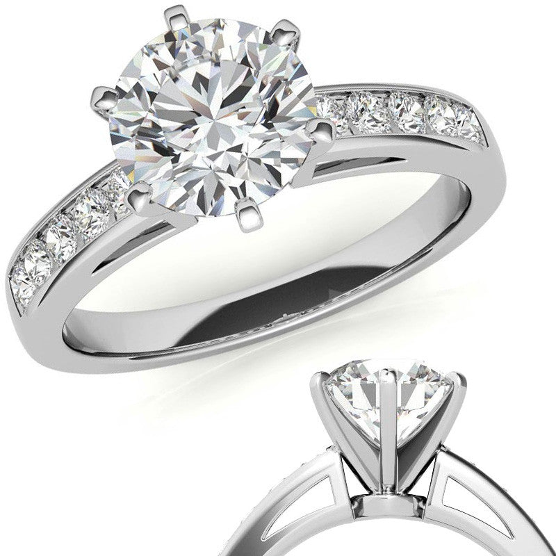Round Brilliant Moissanite Channel Engagement Ring 0.25ct